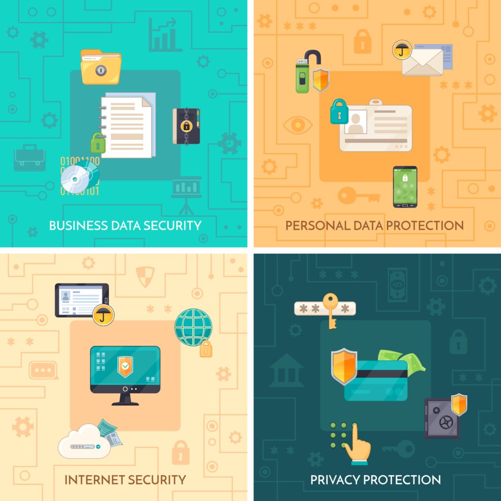 Data Protection 4 Flat Icons Square