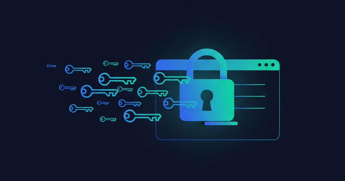 Illustration of brute force attacks hammering a glowing password lock on a dark navy background