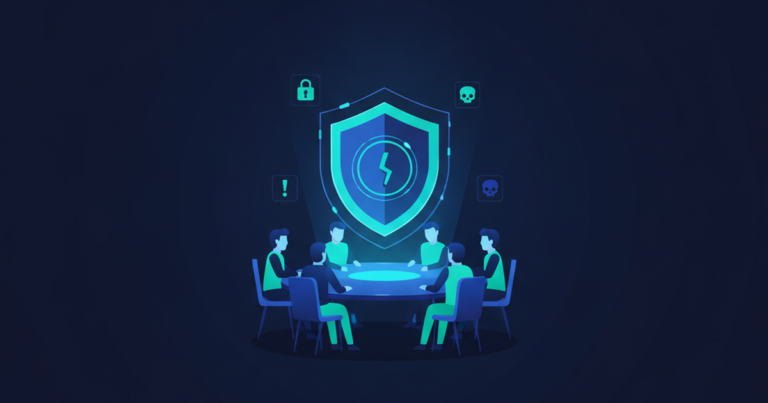 Cyber attack tabletop exercises shown as a team around a table planning an incident response